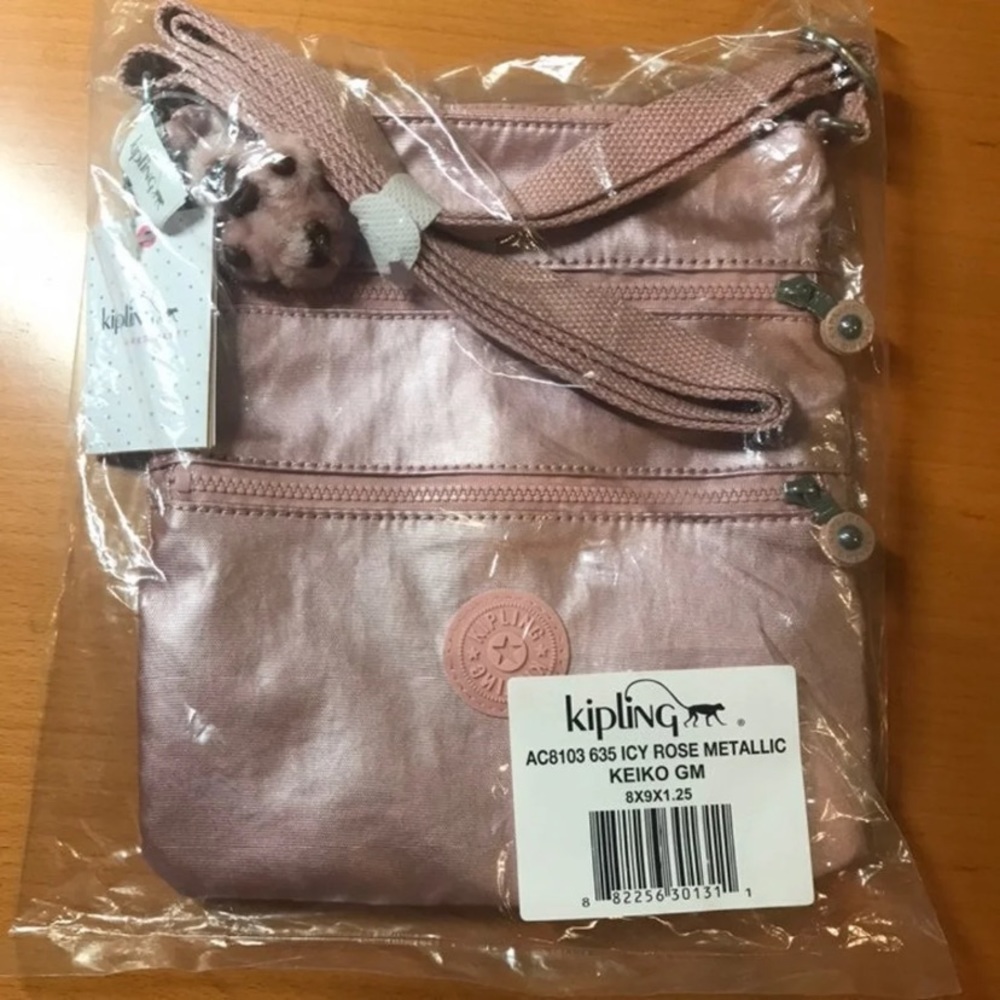Kipling icy rose metallic bag